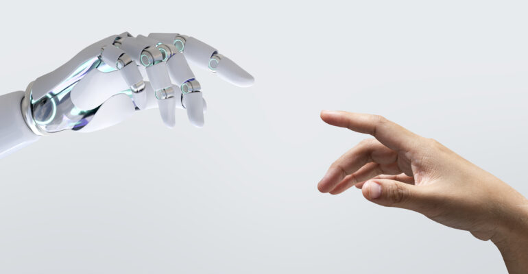Technology human touch background, modern remake of The Creation